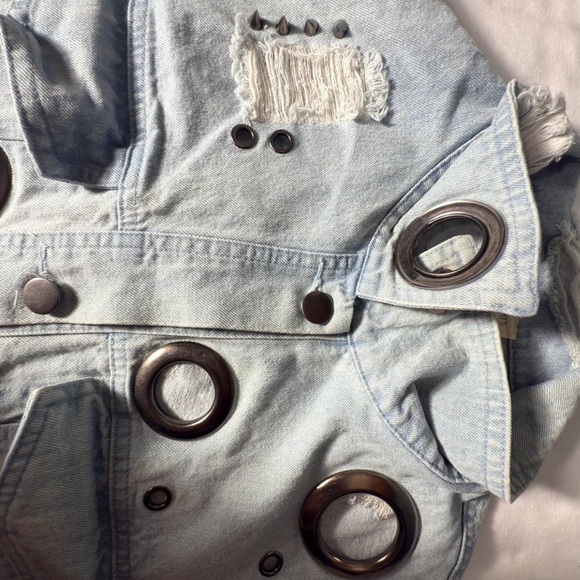 Hot & Delicious Light Blue Denim Jacket with Metal Accents - Picture 5 of 6